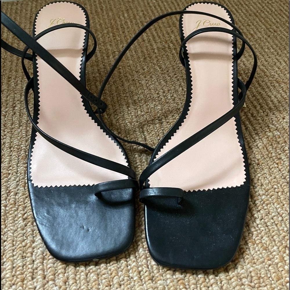 JCrew black strappy heeled sandals - never worn